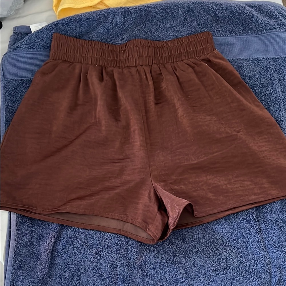 Women's Brown Satin Shorts